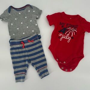 Baby 0-3 Month Patriotic Outfit Lot Fourth of July Stars and Stripes